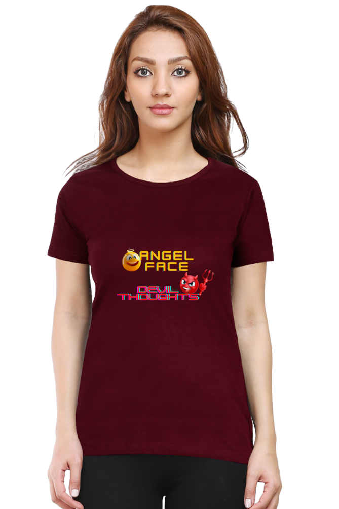 ANGEL FACE DEVIL THOUGHTS ROUND NECK CLASSIC TSHIRT