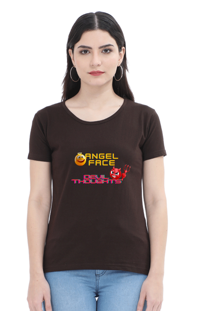 ANGEL FACE DEVIL THOUGHTS ROUND NECK CLASSIC TSHIRT