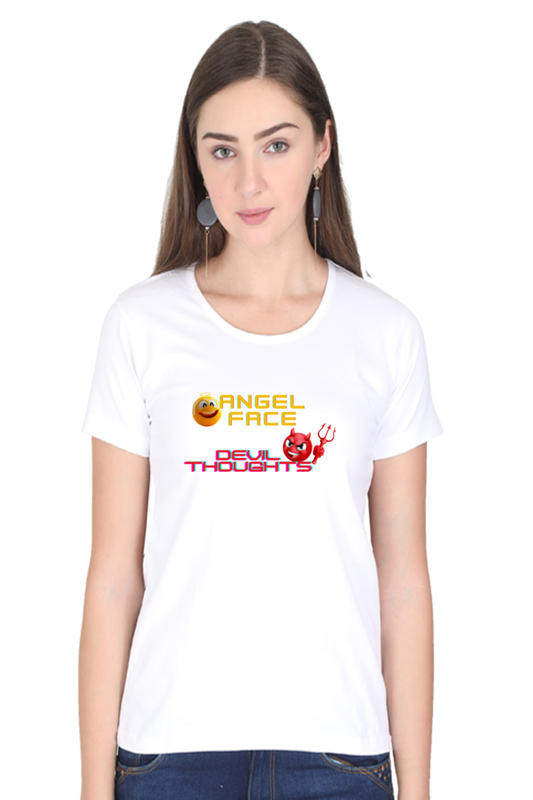 ANGEL FACE DEVIL THOUGHTS ROUND NECK CLASSIC TSHIRT