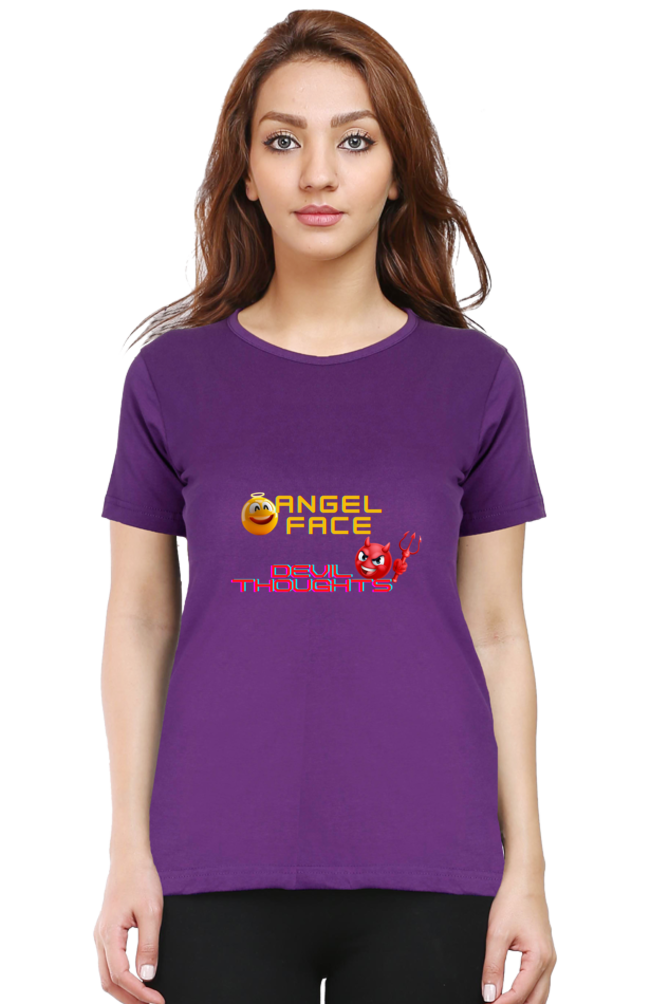 ANGEL FACE DEVIL THOUGHTS ROUND NECK CLASSIC TSHIRT