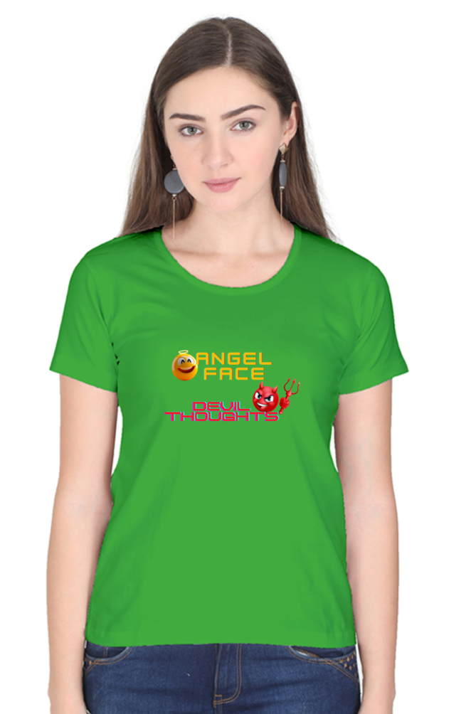 ANGEL FACE DEVIL THOUGHTS ROUND NECK CLASSIC TSHIRT