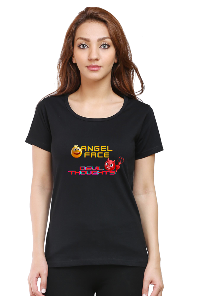 ANGEL FACE DEVIL THOUGHTS ROUND NECK CLASSIC TSHIRT