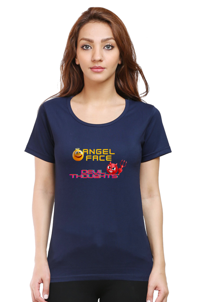 ANGEL FACE DEVIL THOUGHTS ROUND NECK CLASSIC TSHIRT