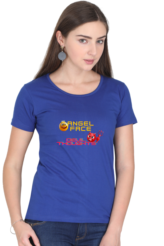 ANGEL FACE DEVIL THOUGHTS ROUND NECK CLASSIC TSHIRT